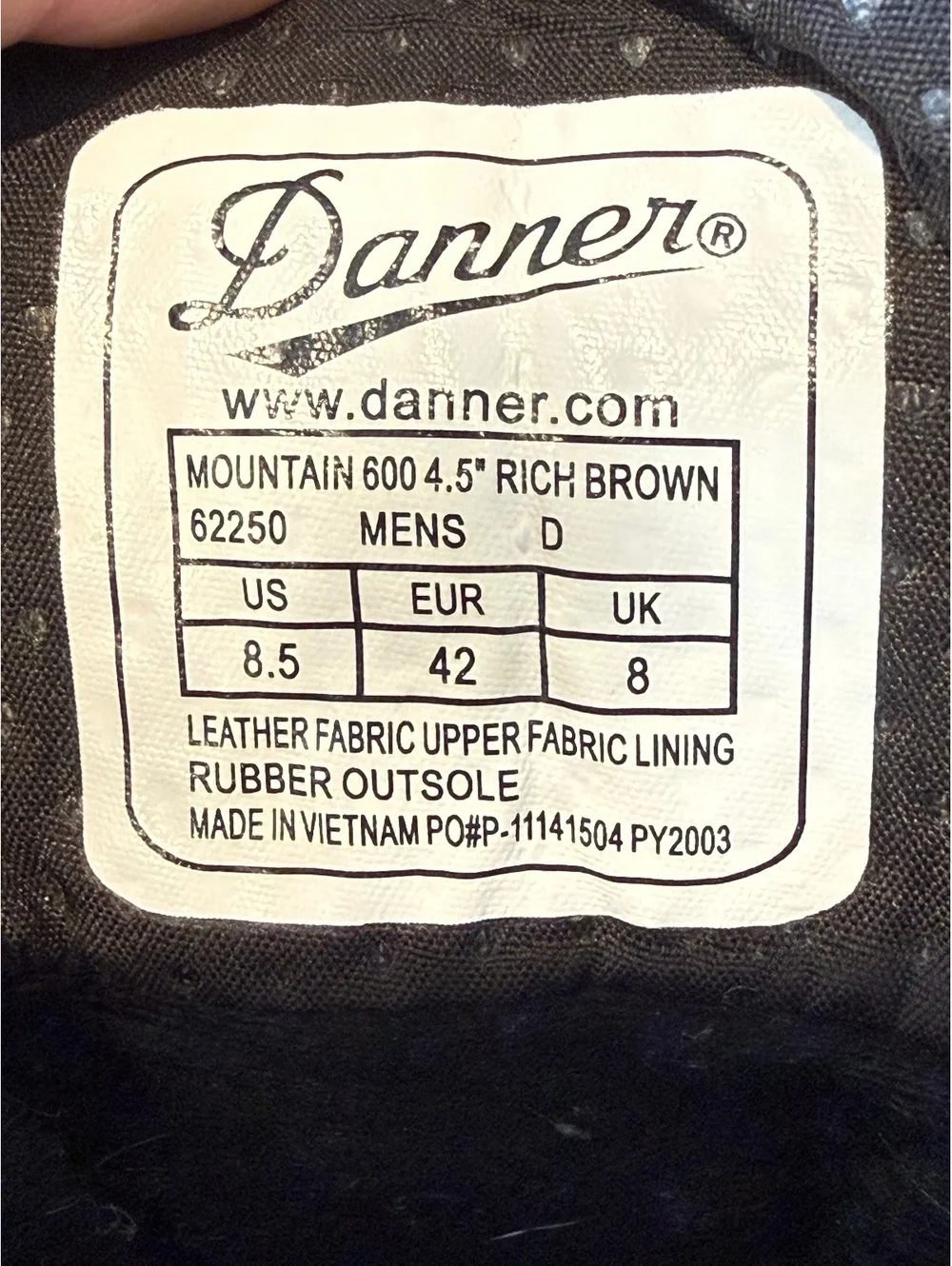 Danner Brown Leather Hiking Boots Men’s Size 8.5